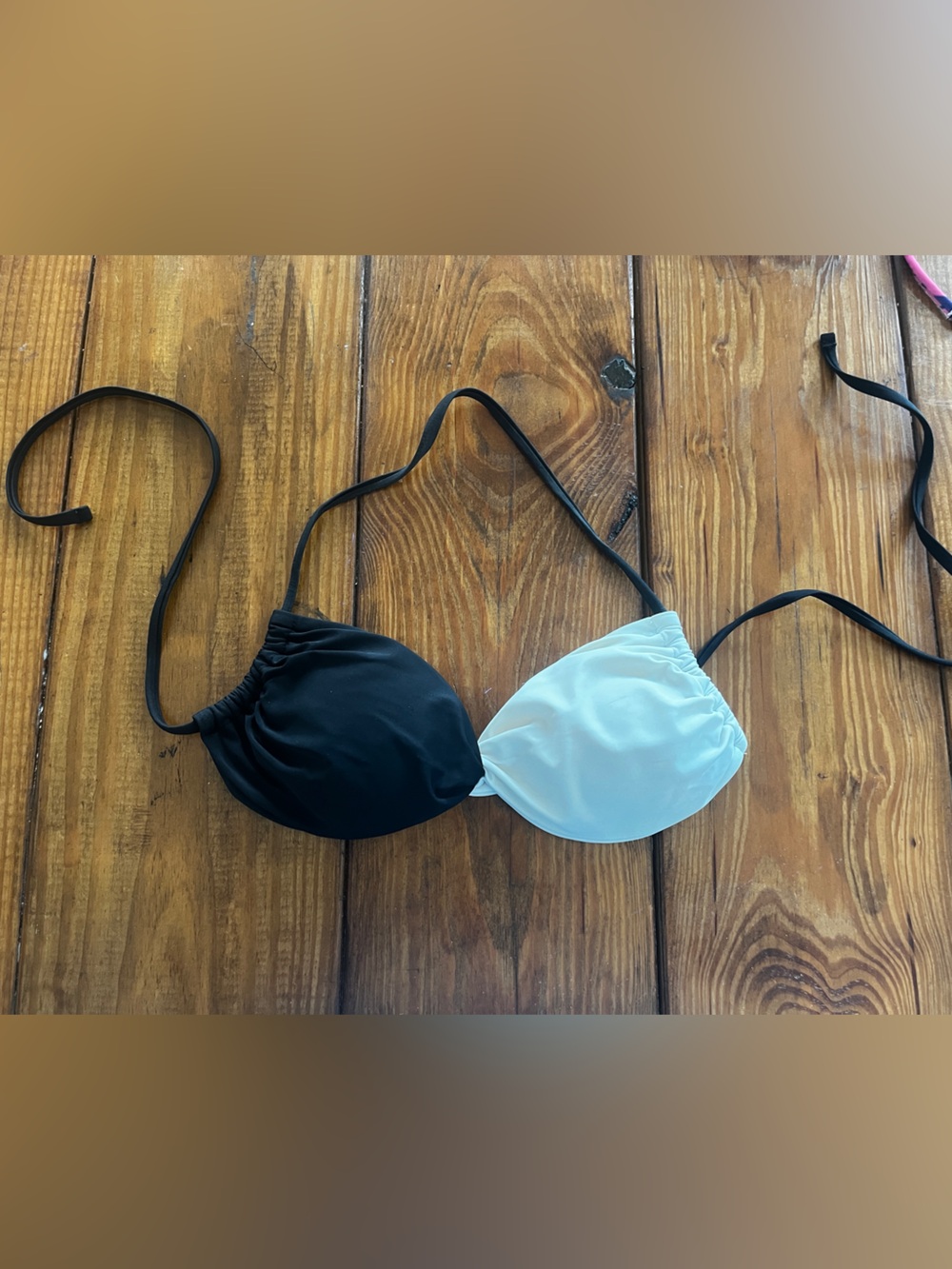 Shein Two-Tone Black and White Bikini Top